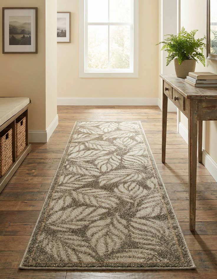 Detail image of 2' x 6' Easy-Clean Botanical Indoor / Outdoor Runner Rug