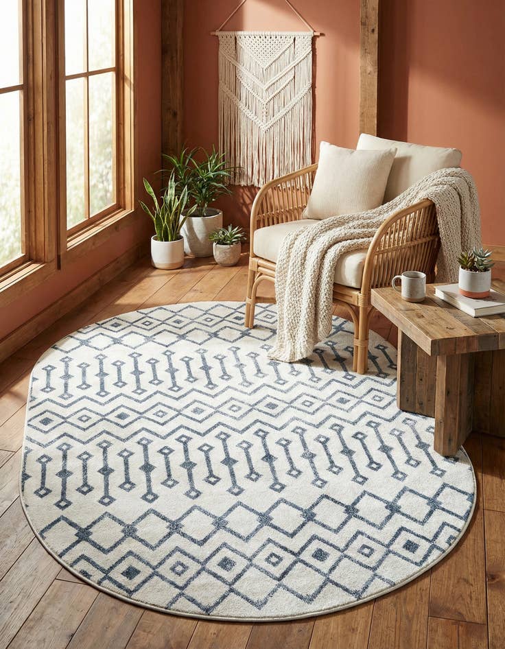 Detail image of 5' 3 x 8' Bohemian Trellis Oval Rug
