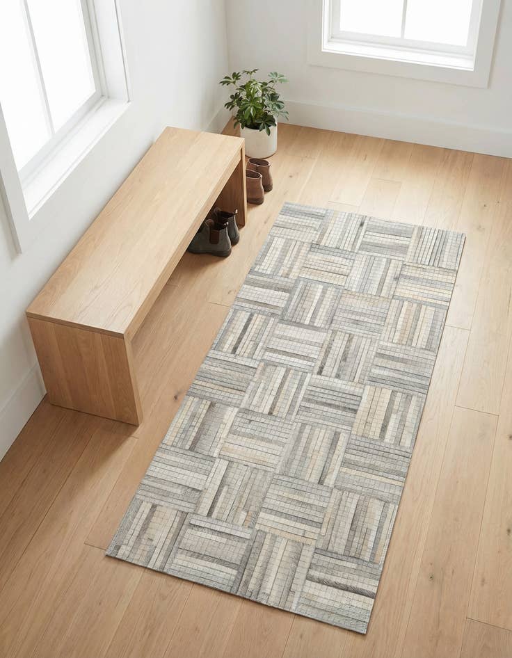 Detail image of 2' 2 x 4' 1 Cowhide Leather Runner Rug