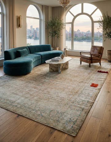 9' 9 x 13' 7 Hand Knotted Ultra Vintage Persian Wool Rug