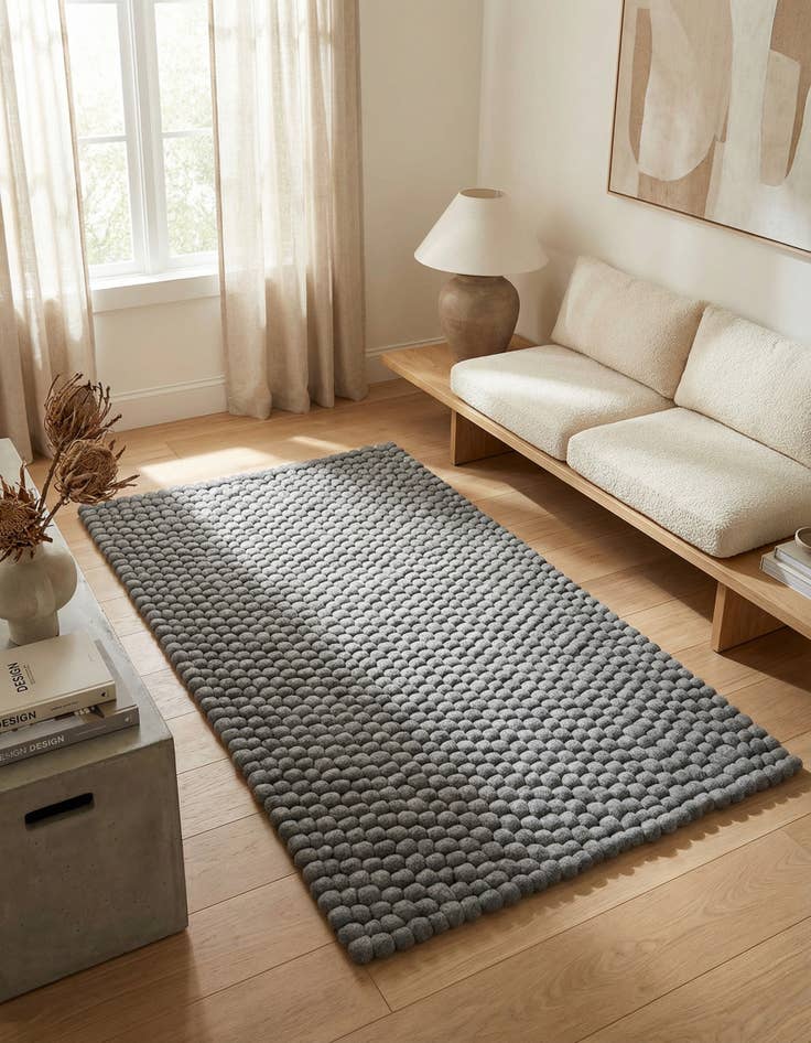 Detail image of 3' 3 x 5' 3 Felt Ball Wool Rug