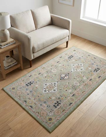 Light Green Kamala Washable Rug