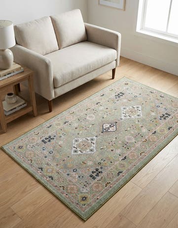 Light Green Kamala Washable Rug