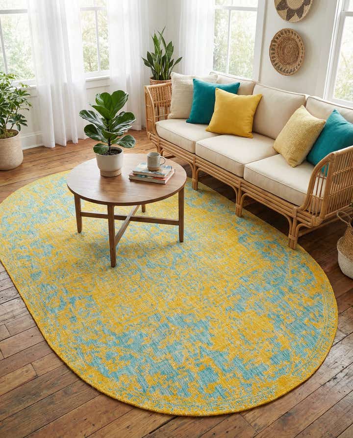 5' 3 x 8' Easy-Clean Jill Zarin Dubai Indoor / Outdoor Oval Rug