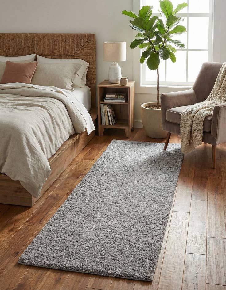 Detail image of 2' x 6' 9 Solid Shag Runner Rug