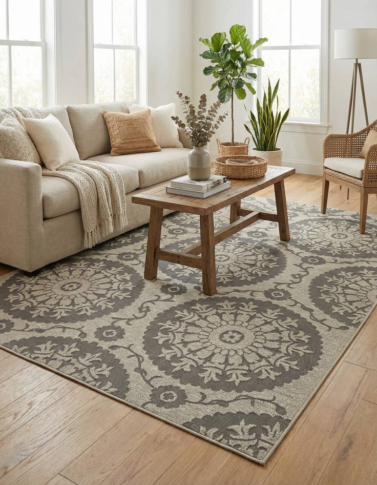 Detail image of 7' x 10'  Washable Botanical Indoor / Outdoor Rug