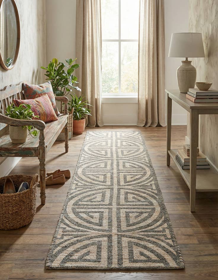 Detail image of 2' 2 x 8' Hand Woven Chenille Jute Runner Rug