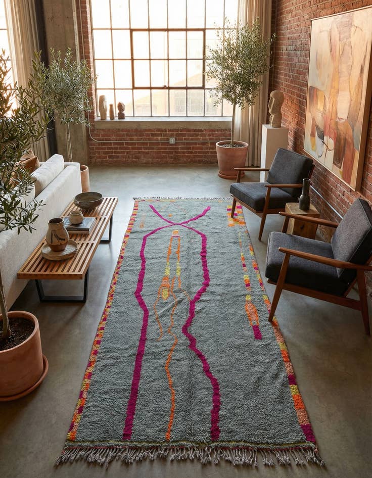 Detail image of 6' 3 x 11' Hand Knotted Moroccan Wool Runner Rug