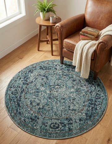 3' 3 x 3' 3 Washable Fleur Round Rug