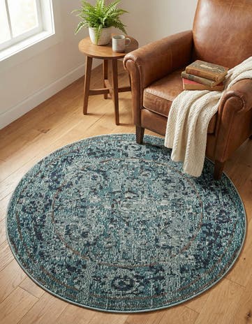 3' 3 x 3' 3 Washable Fleur Round Rug
