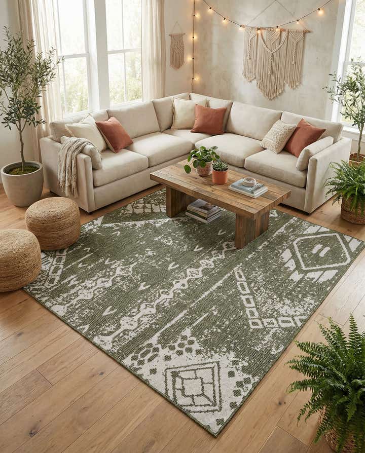 10' 8 x 10' 8 Easy-Clean Bohemian Indoor / Outdoor Square Rug
