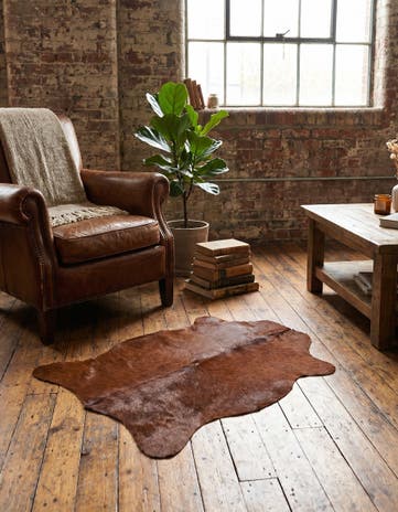 2' 2 x 2' 11 Cowhide Leather Rug