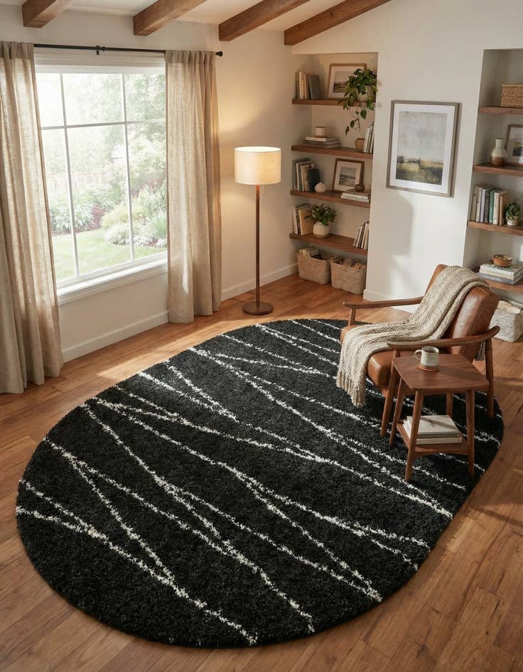 Detail image of 5' 3 x 8' Serenity Shag Oval Rug