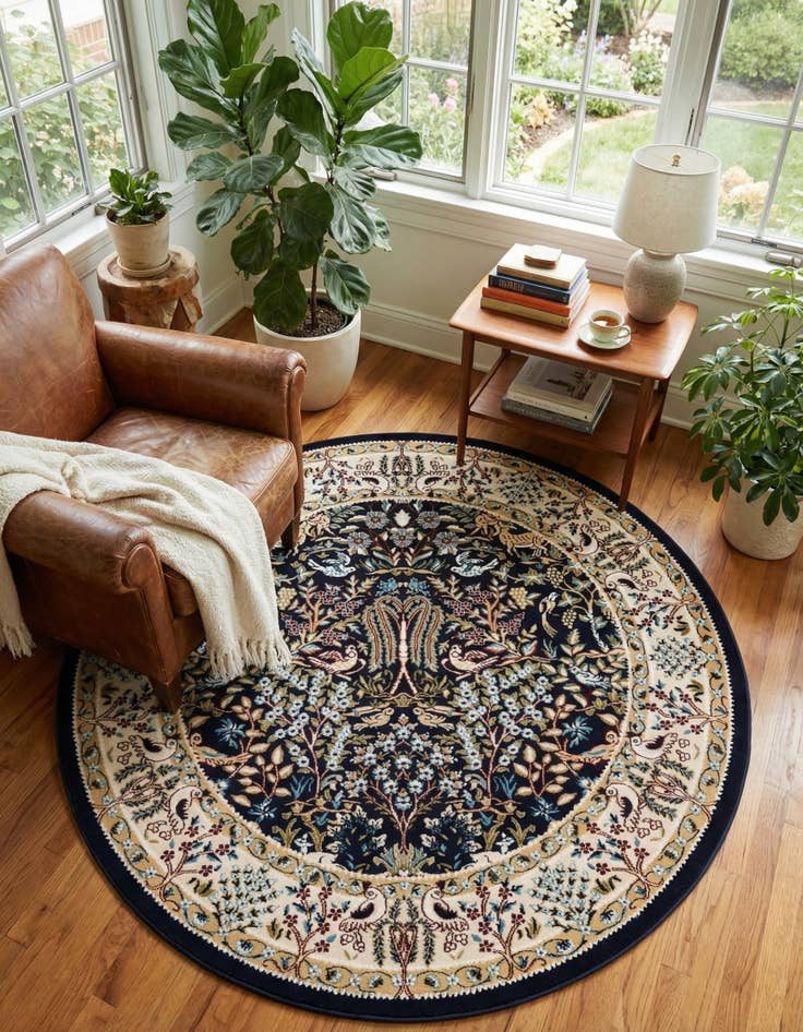 Detail image of 5' 3 x 5' 3 Nain Design Round Rug