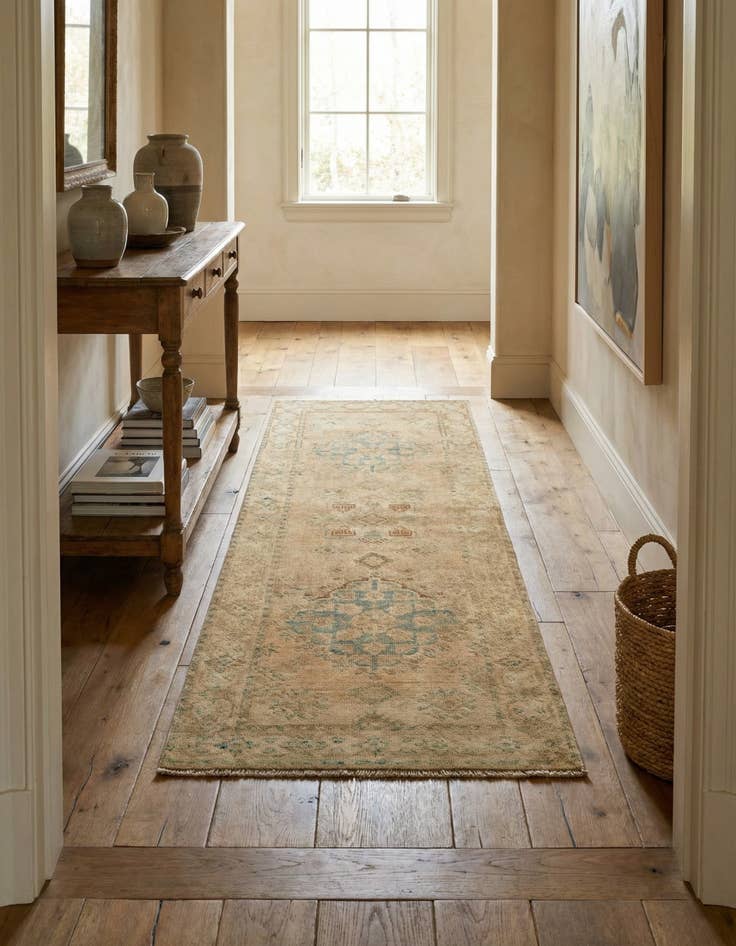 Detail image of 2' 1 x 5' 10 Hand Knotted Oushak Wool Runner Rug