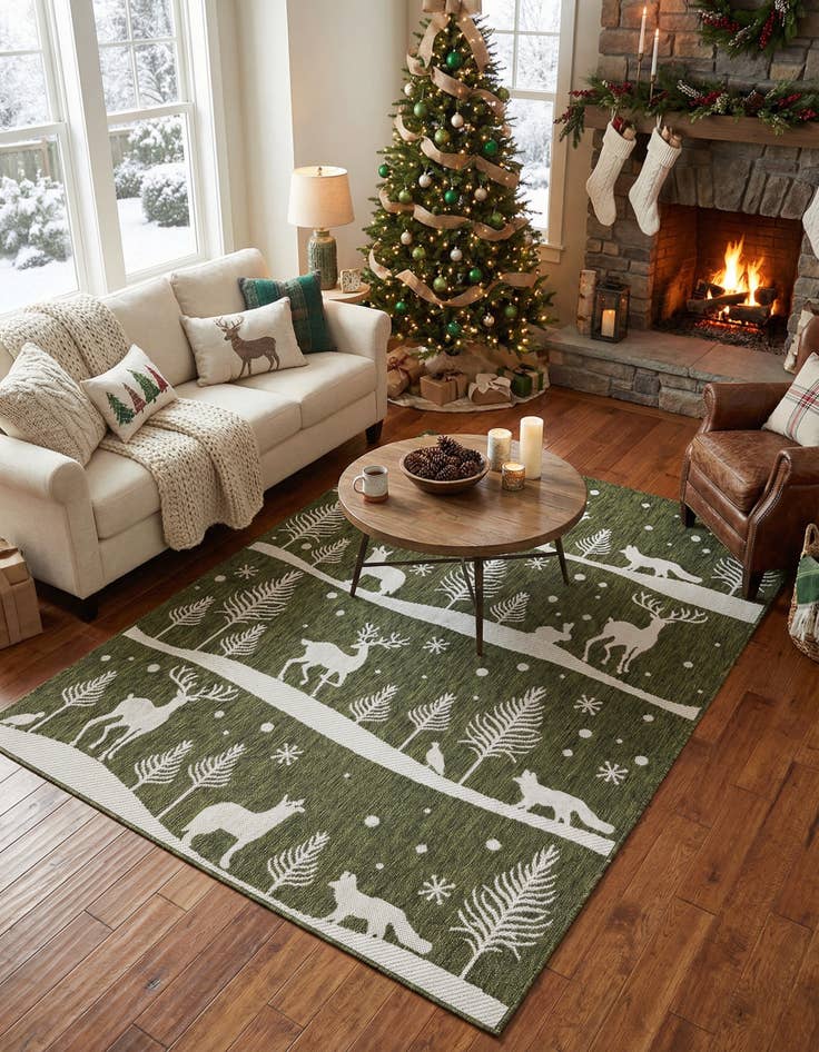 Detail image of 5' 3 x 7'  Washable Holiday Indoor / Outdoor Rug