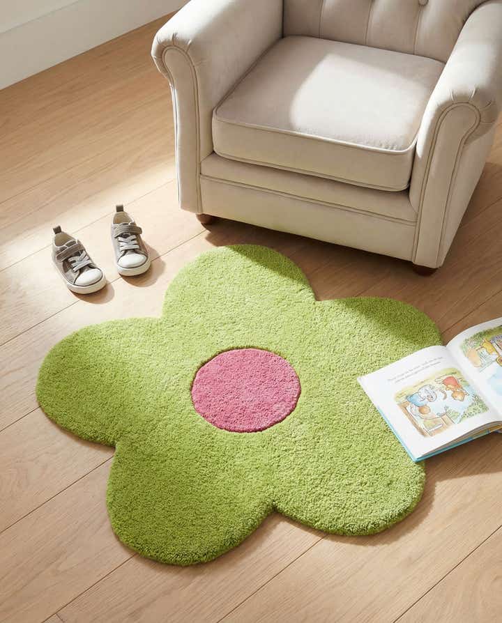 2' 2 x 2' 2 Happy Rugs Funky Flower Wool Round