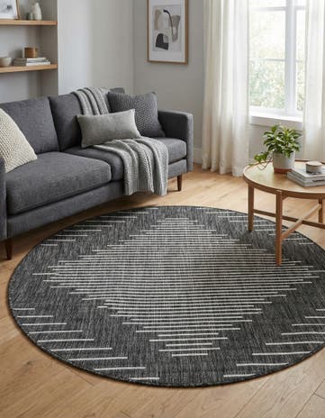 5' 3 x 5' 3 Easy-Clean Modern Indoor / Outdoor Round Rug