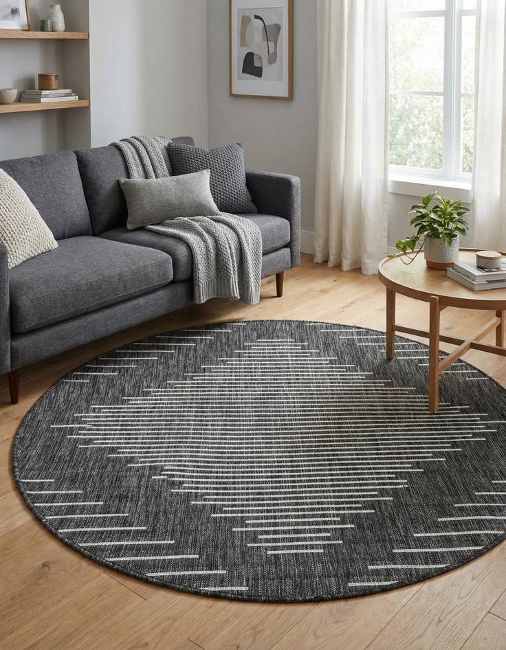 Detail image of 5' 3 x 5' 3 Easy-Clean Modern Indoor / Outdoor Round Rug