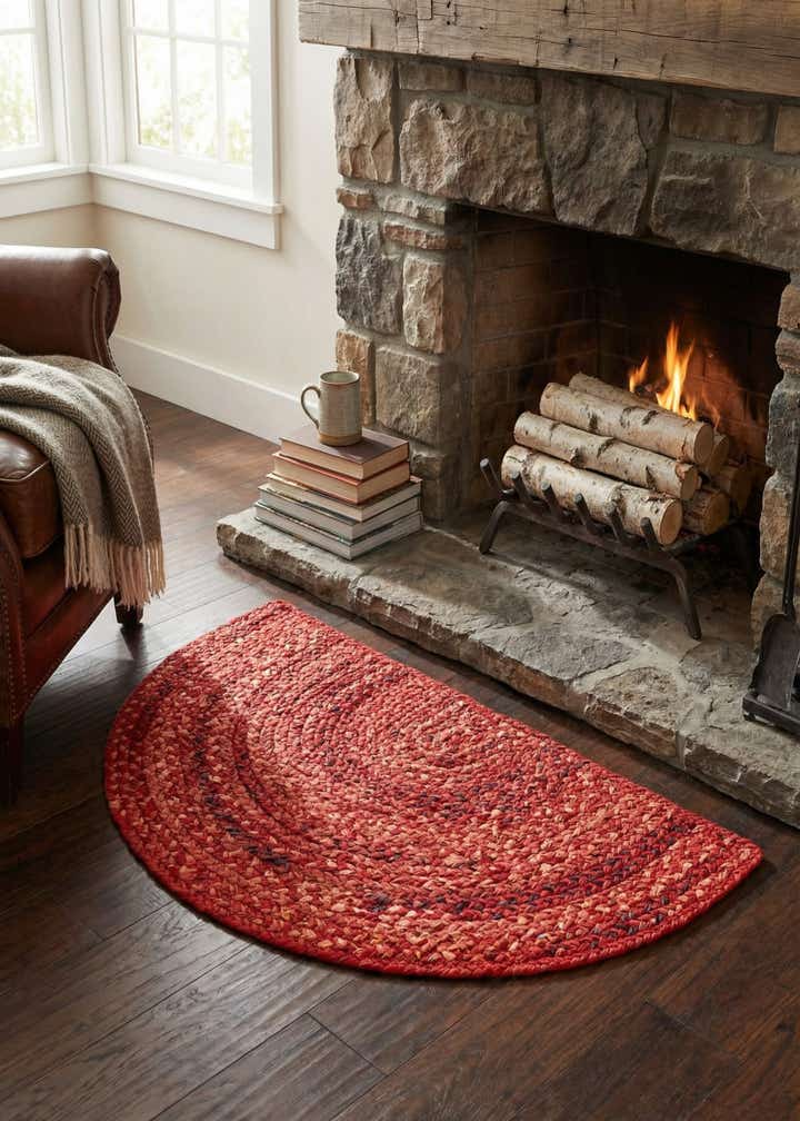 2' 2 x 3' 7 Handmade Braided Chindi Hearth Rug