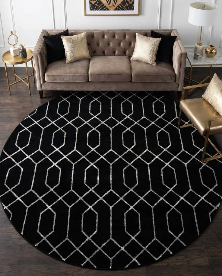 Detail image of 7' 10 x 7' 10 Marilyn Monroe™ Glam Trellis Round Rug
