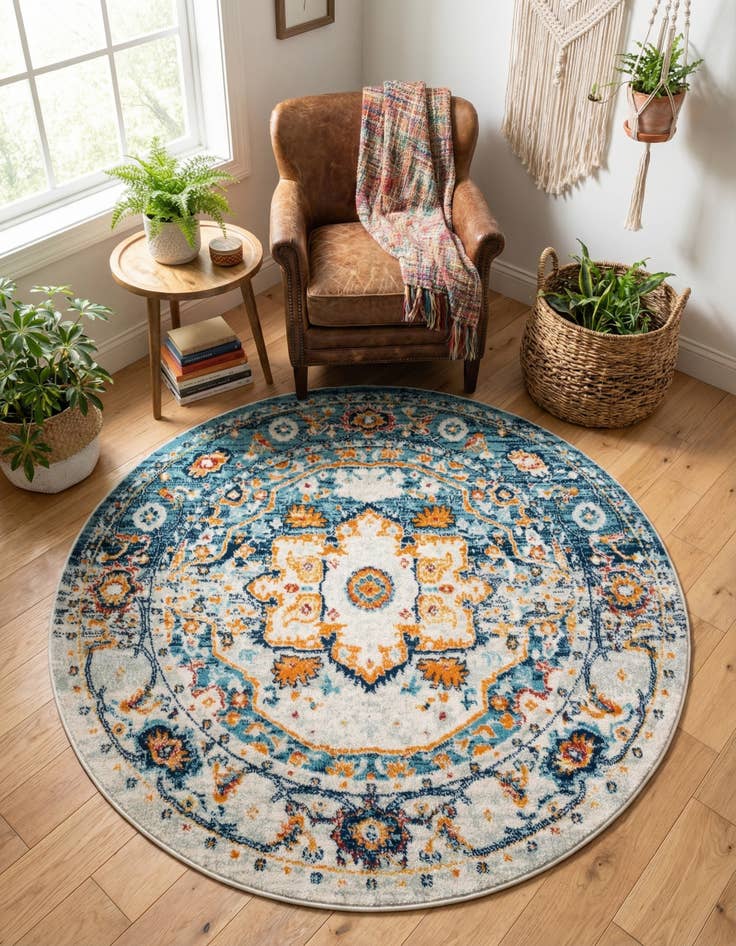 Detail image of 5' 3 x 5' 3 Madeline Vintage Round Rug