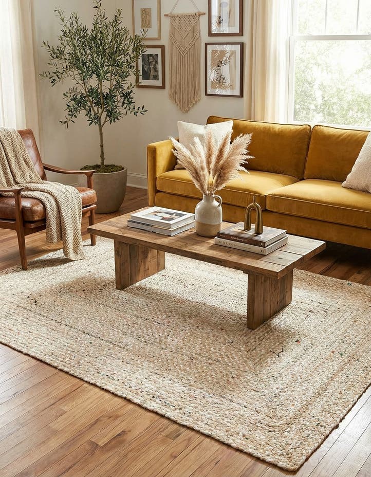 5' 1 x 8' Handmade Braided Chindi Rug