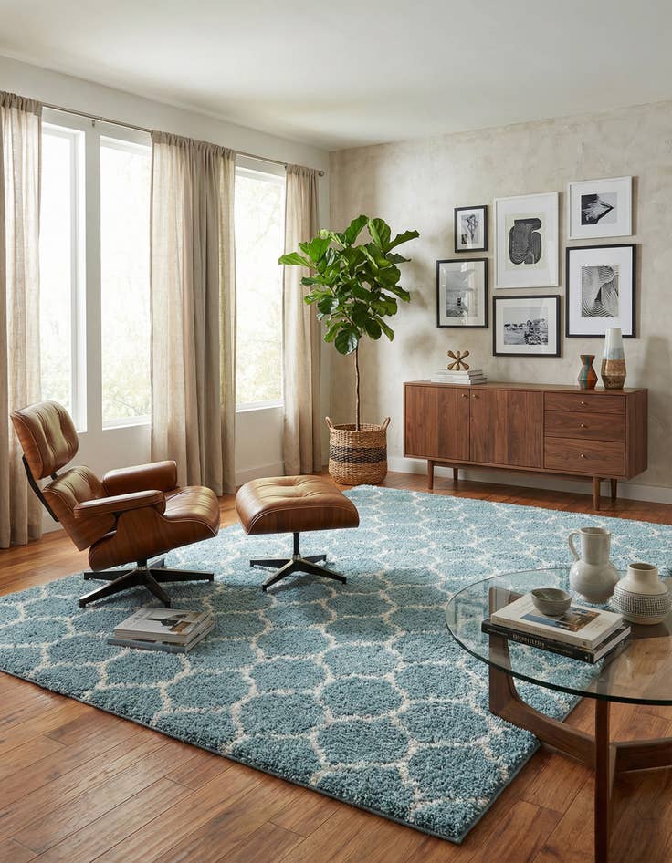 Detail image of  9' x 12' Lattice Shag Rug