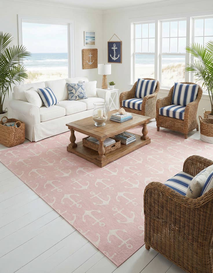 Detail image of 13' x 13'  Washable Coastal Indoor / Outdoor Square Rug