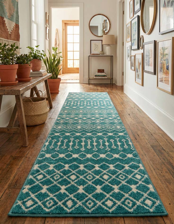 Detail image of 2' x 8' Moroccan Trellis Runner Rug
