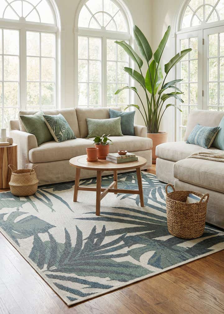 7' 10 x 7' 10 Easy-Clean Baja Indoor / Outdoor Square Rug