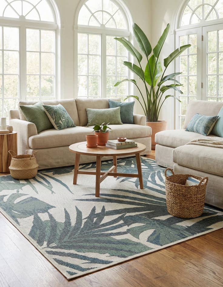 Detail image of 7' 10 x 7' 10  Washable Baja Indoor / Outdoor Square Rug