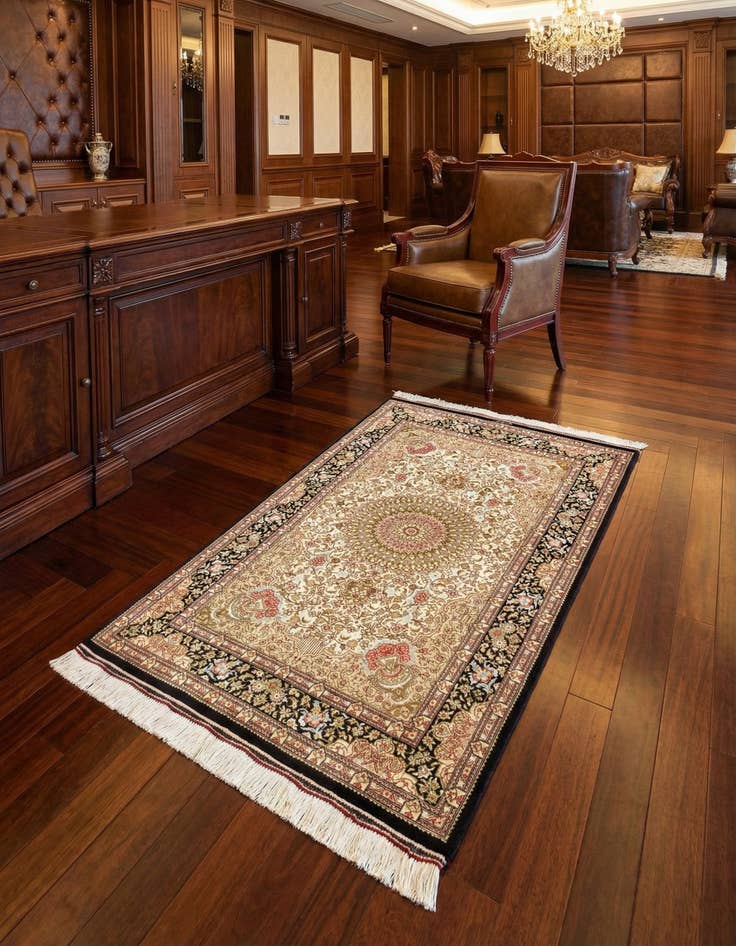 Detail image of 2' 7 x 4' Ghom Silk Rug