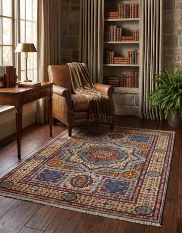 3' 5 x 4' 11 Hand Knotted Mamluk Ziegler Rug