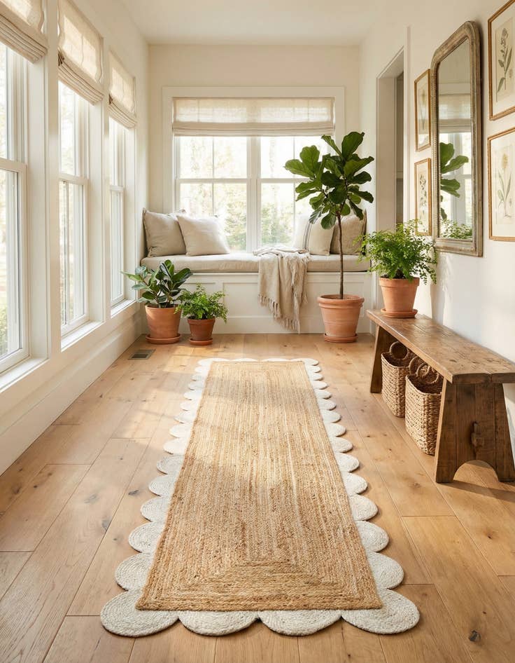 Detail image of 2' 7 x 10' Handmade Scallop Braided Jute Runner Rug