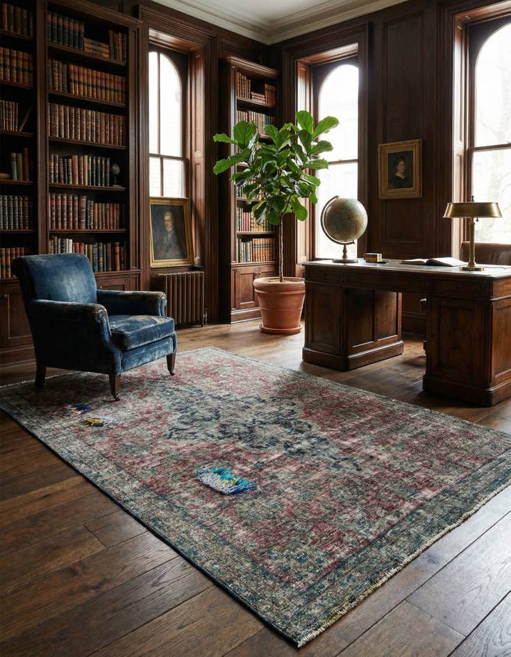 Detail image of 6' 4 x 9' 10 Hand Knotted Ultra Vintage Persian Wool Rug