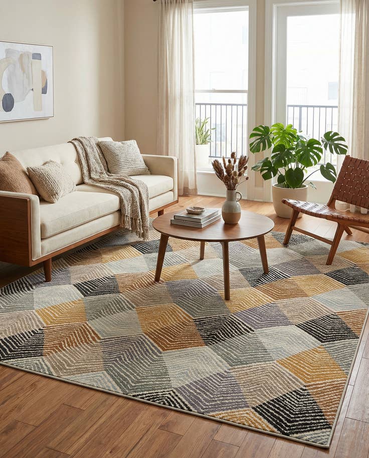 Detail image of 7' 10 x 7' 10 Easy-Clean Modern Indoor / Outdoor Square Rug