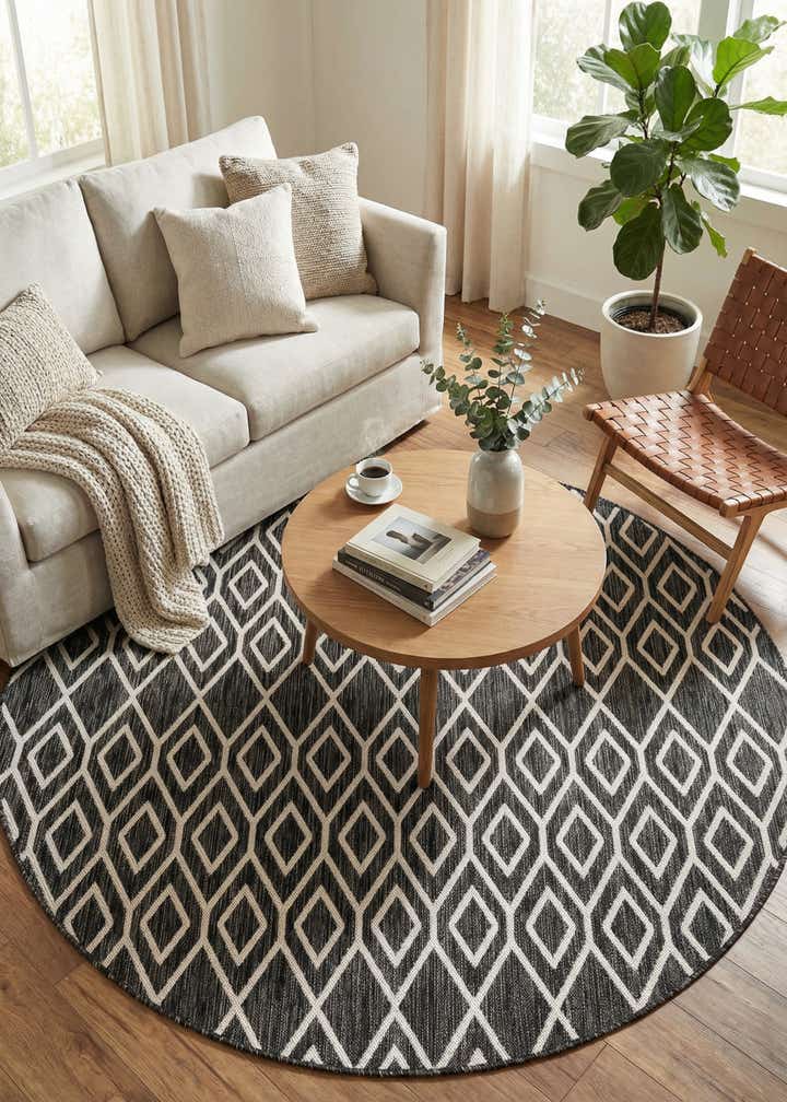 6' 7 x 6' 7 Easy-Clean Jill Zarin Turks and Caicos Indoor / Outdoor Round Rug