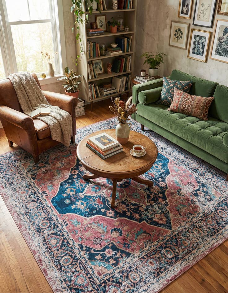 Detail image of 7' 10 x 7' 10  Washable Yara Square Rug