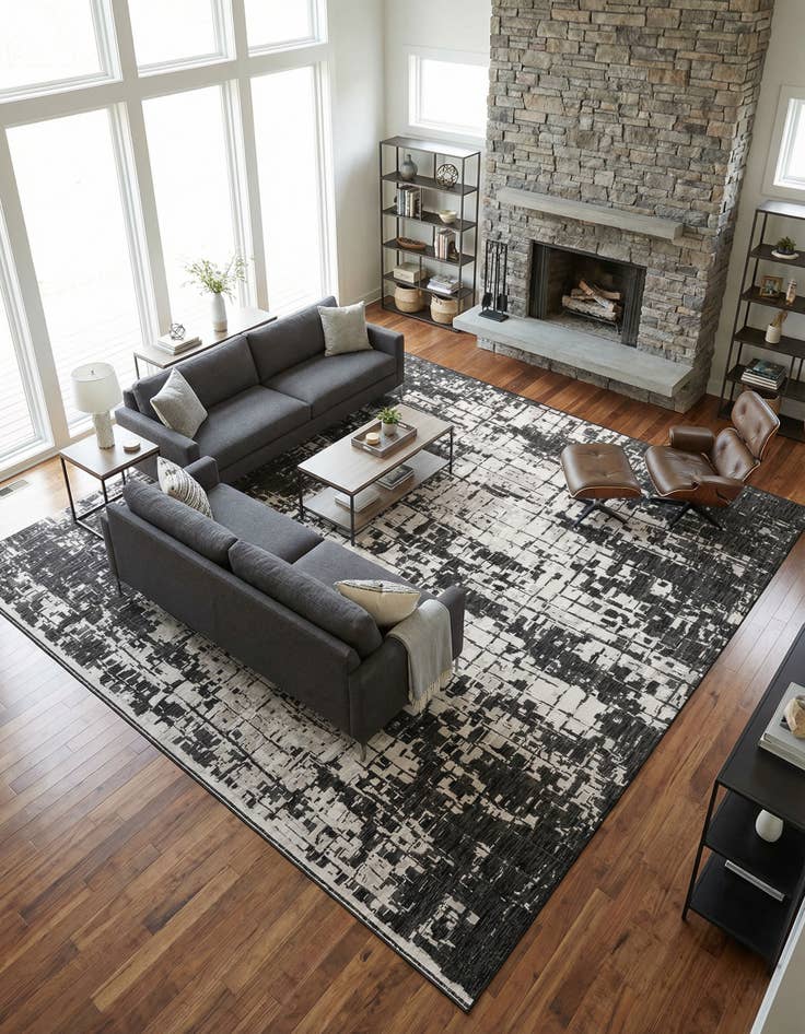 Detail image of 12' x 12' Washable Modern Indoor / Outdoor Square Rug