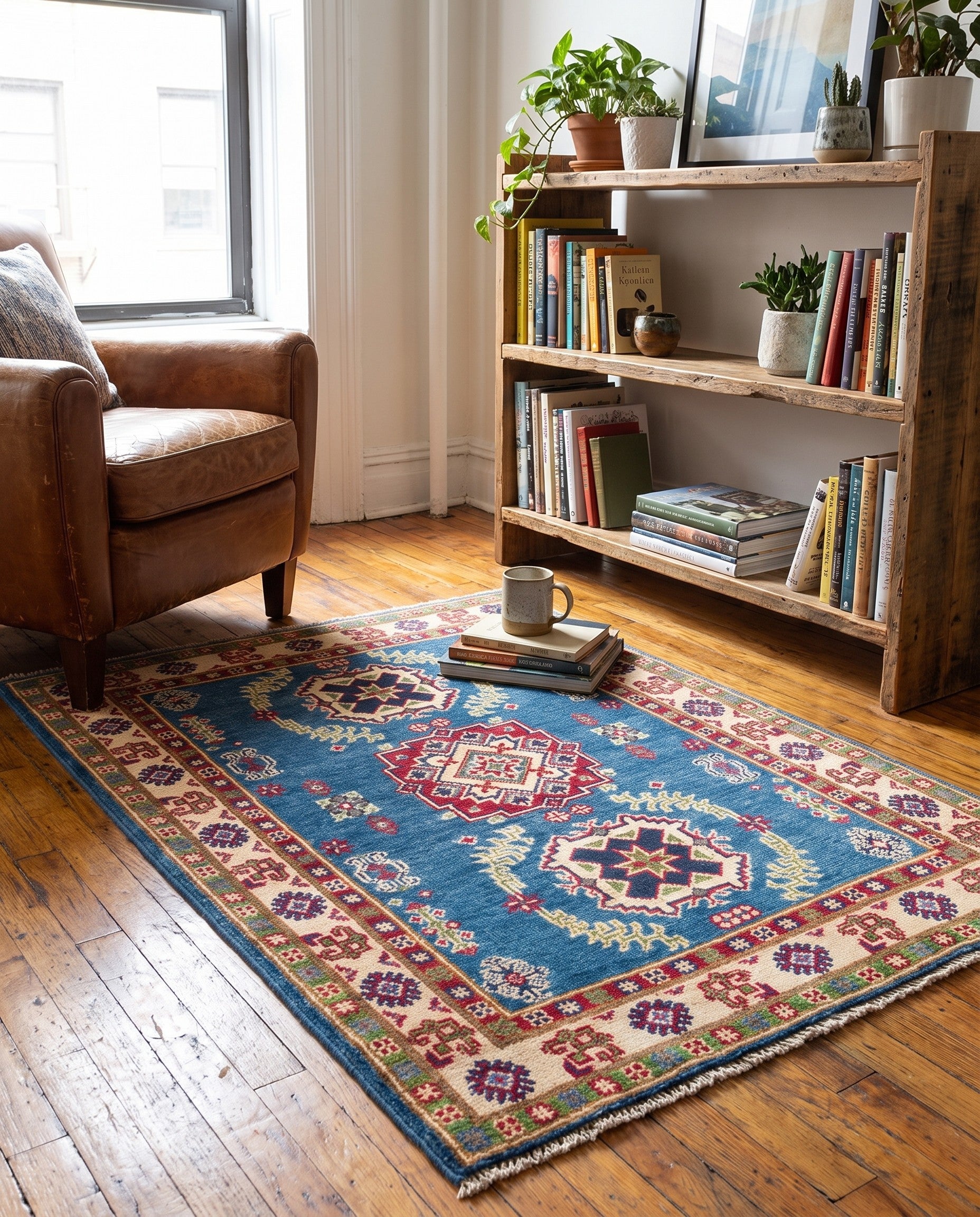 90cm x 125cm Hand Knotted Kazak Rug