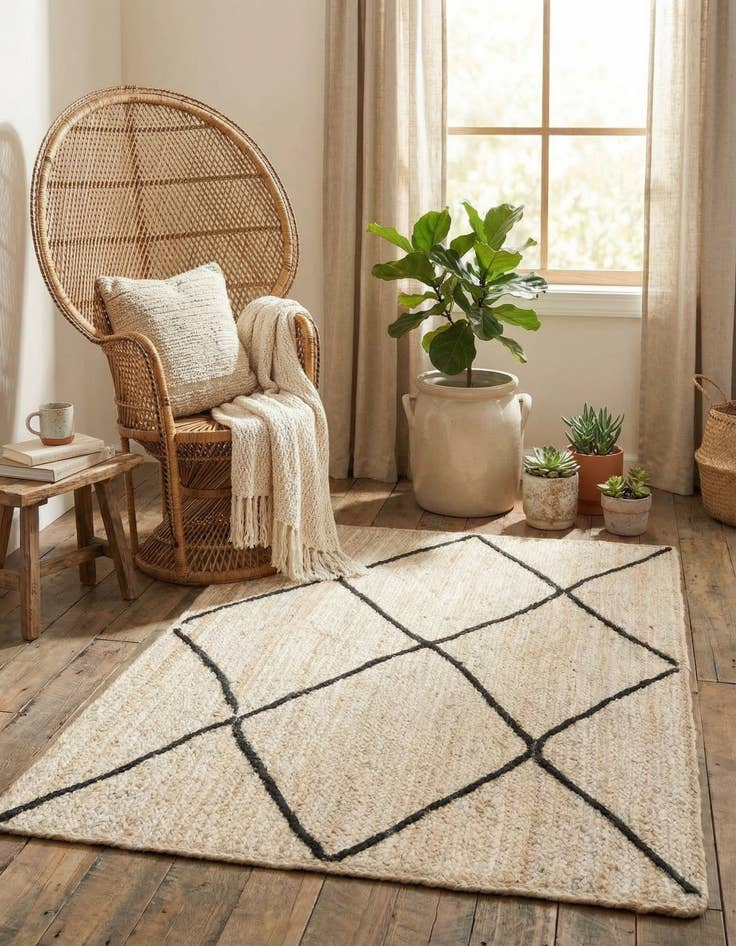 Detail image of 3' 3 x 5' 1 Handmade Braided Jute Rug