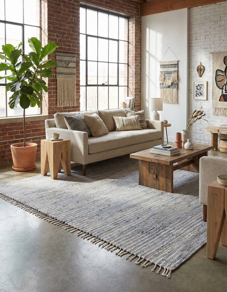 Detail image of 10' x 10' Hand Woven Chindi Cotton Square Rug