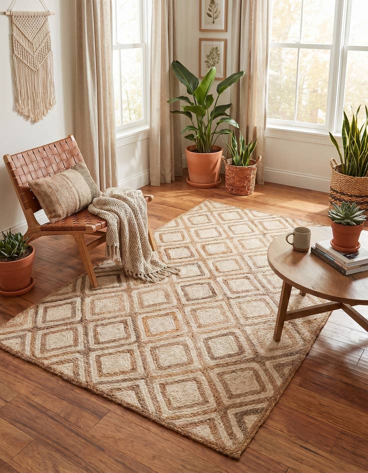 Detail image of 5' 1 x 8' Handmade Braided Jute Rug