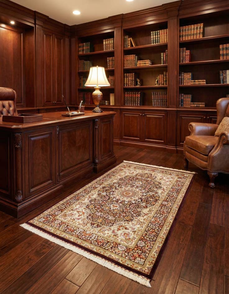 Detail image of 3' 4 x 4' 10 Ghom Silk Rug