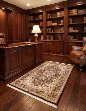 3' 4 x 4' 10 Ghom Silk Rug