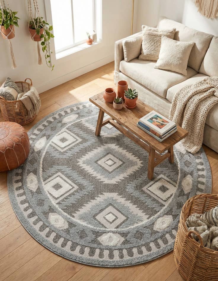 Detail image of 7' 10 x 7' 10 Boho Round Rug