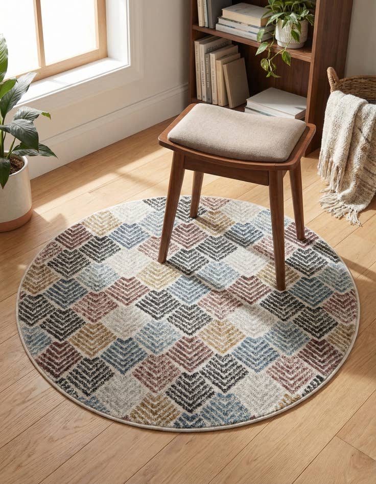 Detail image of  3' 3 x 3' 3 Eco Trellis Round Rug