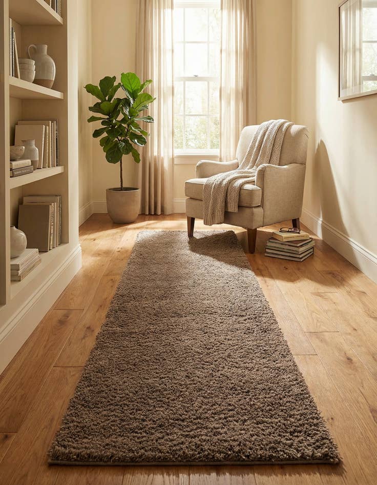 Detail image of 2' x 6' 9 Solid Shag Runner Rug