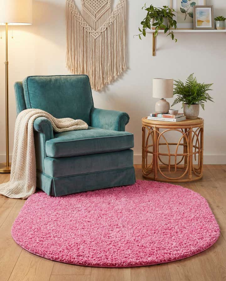 3' x 5' 3 Solid Shag Oval Rug